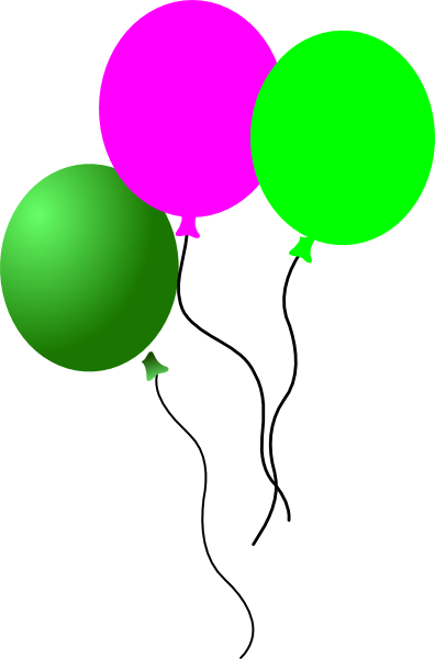 Party Balloons Clip Art - Balao Verde E Rosa (396x600)