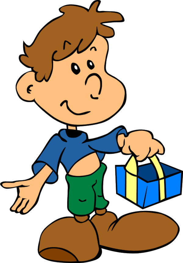 Baby Cowboy Clipart - Boy With Gift Clipart (600x859)