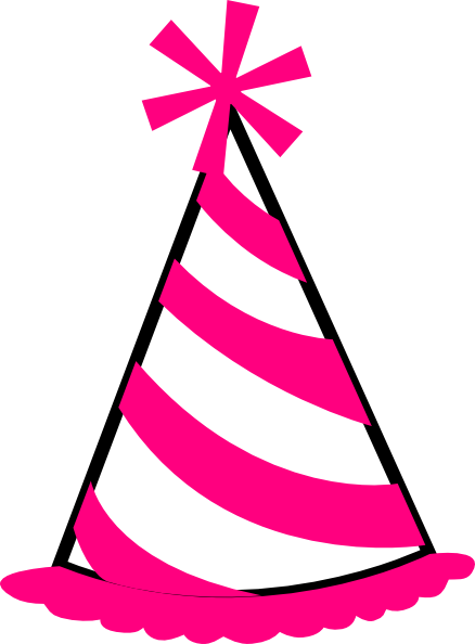 Pink Hat Clip Art At Clker - Birthday Hat Transparent Background (438x594)
