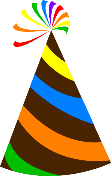 Rainbow Party Hat Chocolate Brown Clip Art - Brown Party Hat Clip Art (378x599)