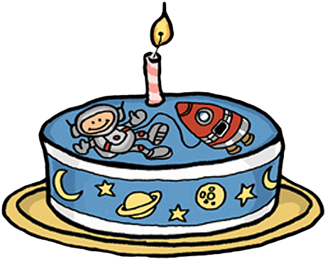Blue Birthday Cake Clip Art - Space Birthday Cake Png (528x406)