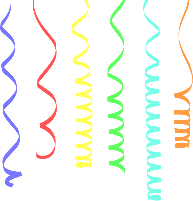 Medium Image - Streamers Clipart Black And White (768x800)