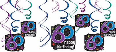 60th Birthday Swirl Decorations - 60th Birthday The Party Continues Swirl Decorations (400x414)