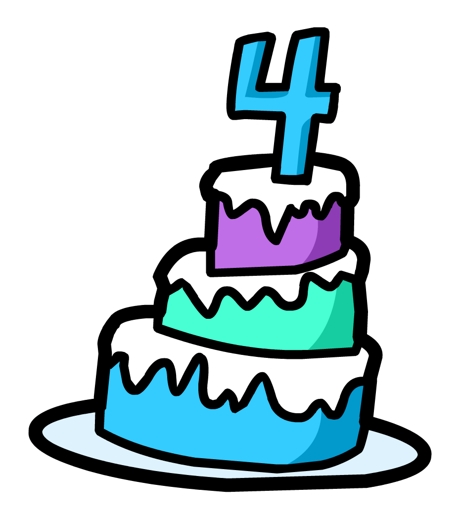 4th Anniversary Cake Pin - Club Penguin 4th Anniversary (930x1050)