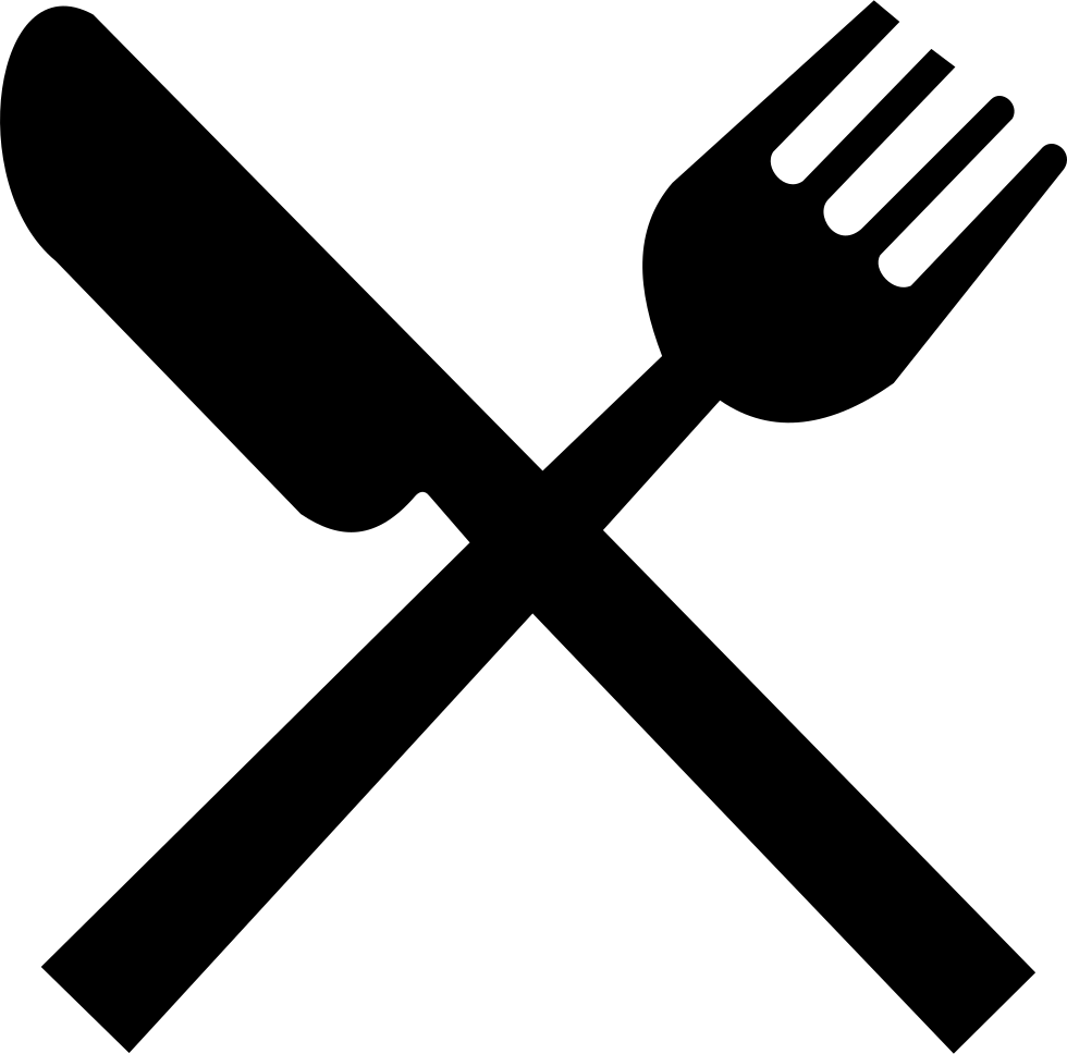 Dinner Party Comments - Black And White Fork And Knife Clipart (980x968)