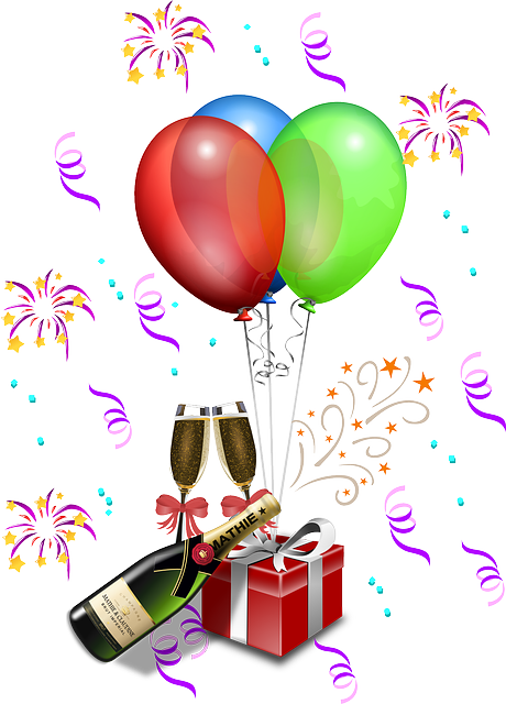 Rocznica, Balony, Butelka, Wiadro Z Farbą, Uroczystość - 50 Birthday Cards Free (460x640)
