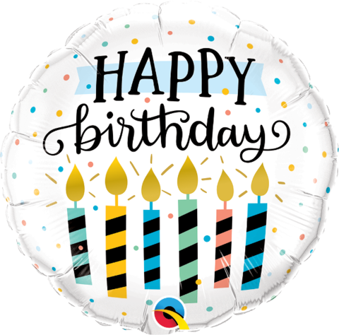 Birthday Candles And Dots Balloon - Birthday (480x474)