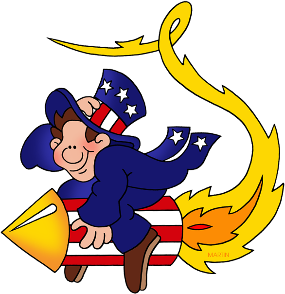 Riding A Rocket - 3 Patriotic Symbols (648x644)