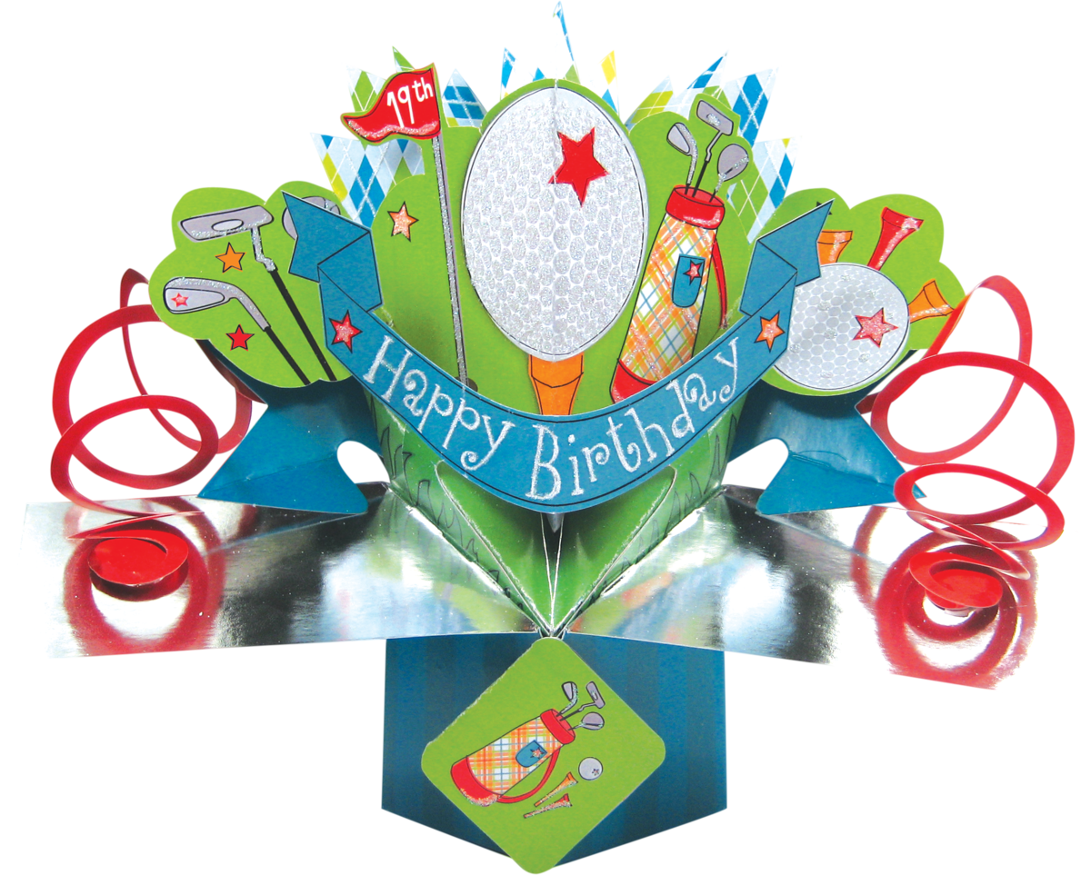 Happy Birthday Golf Pop-up Card - Second Nature Pop Up - Golf (1200x963)