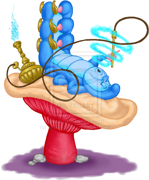 Cartoon Alice - Alice In Wonderland Caterpillar (600x704)
