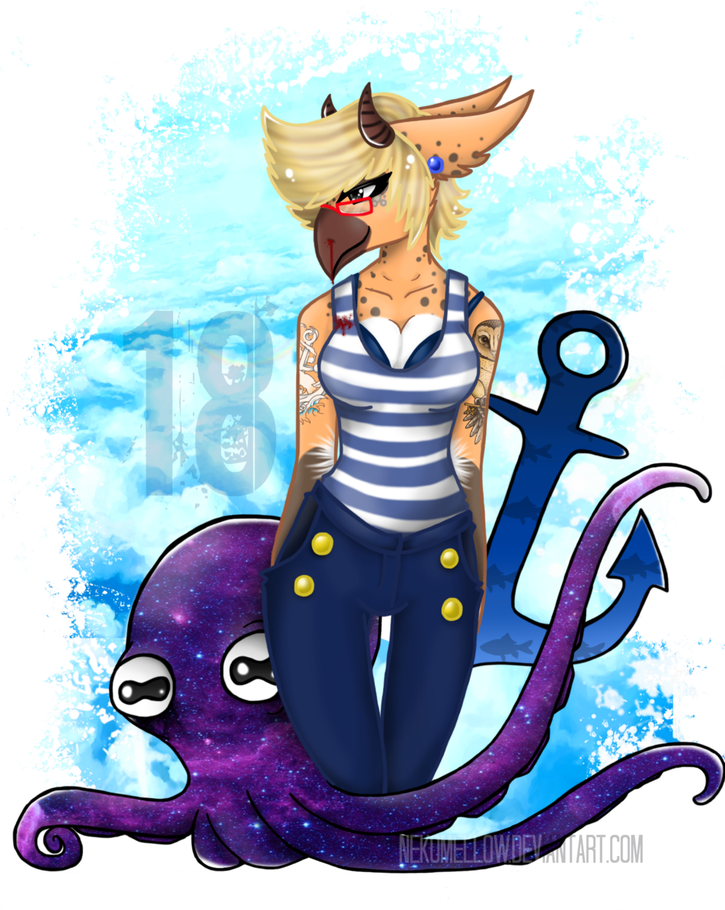 Happy 18th Birthday Owl By Nekomellow - Illustration (1024x1285)