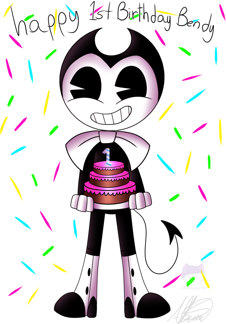 Happy 1st Birthday Bendy - Graphic Design (735x1087)