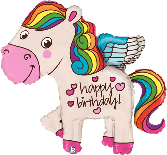 Rainbow Happy Birthday Unicorn (568x530)