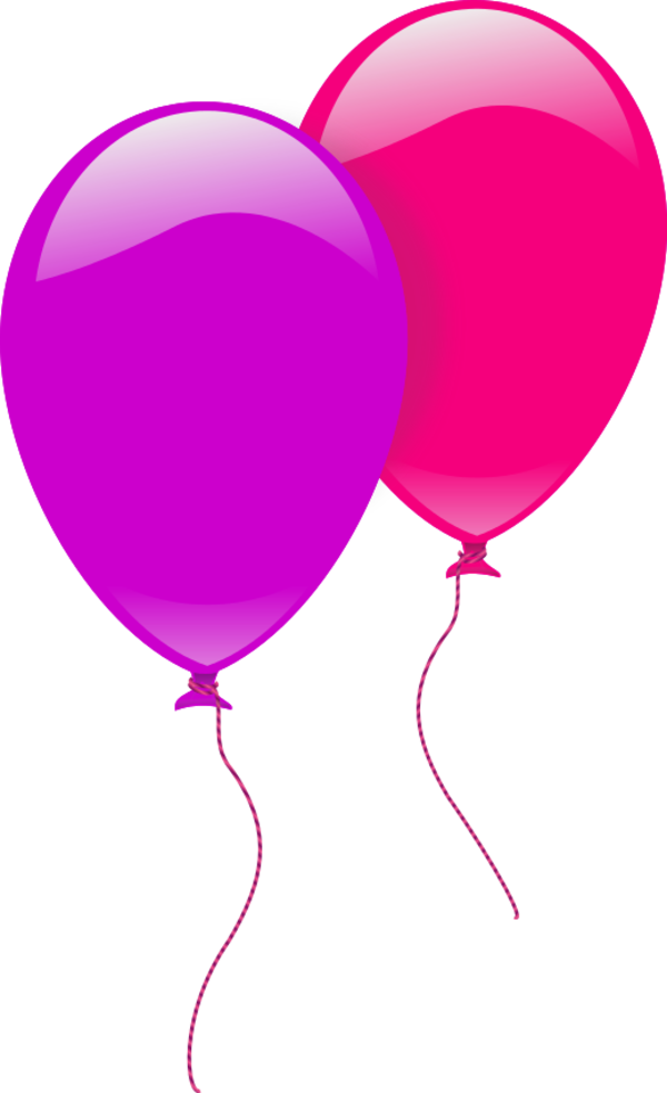 Party Balloons Two - Pink And Purple Balloons Clipart (600x983)