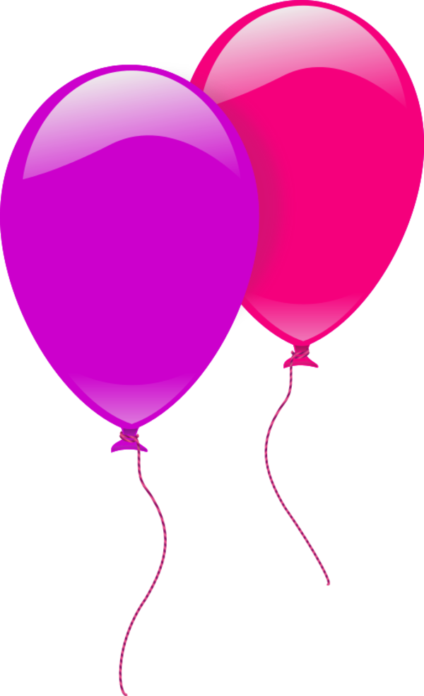 Party Balloons Two - Pink And Purple Balloons Clipart (600x983)