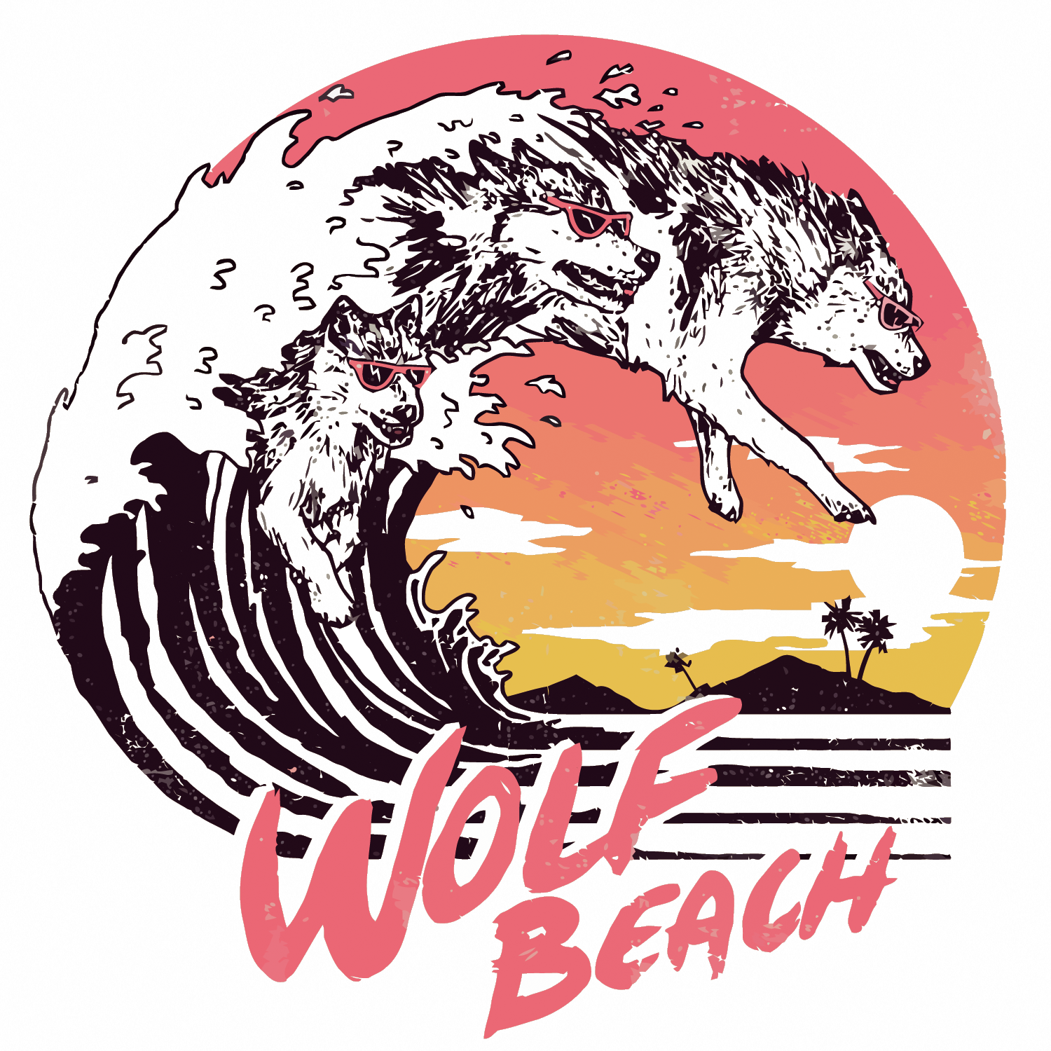 T-shirt Hoodie Gray Wolf Beach - Vintage Beach T Shirt (1500x1500)