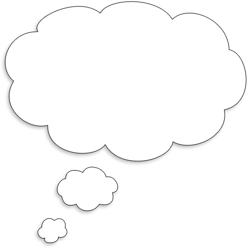 White Black Area Clip Art - Thinking Bubble Png White (500x500)