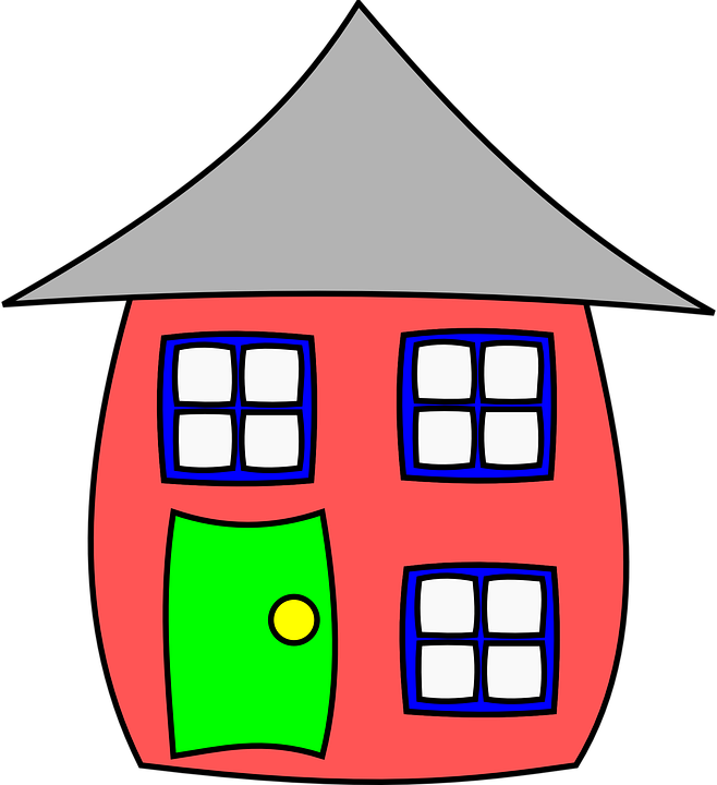 Door Blowing Up Clipart - Cartoon House Clipart (823x900)