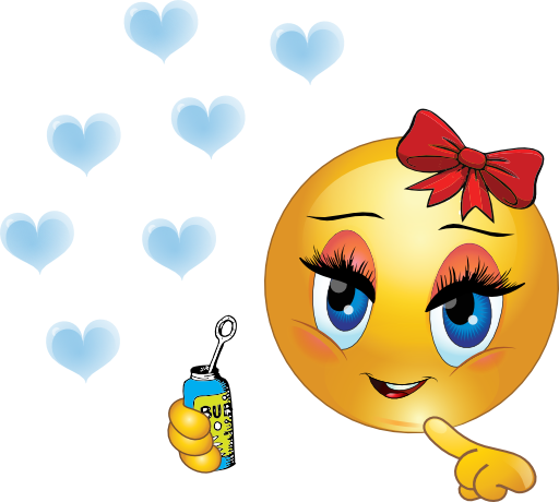 Blowing Bubbles Girl Smiley Emoticon - Girly Smiley (512x460)
