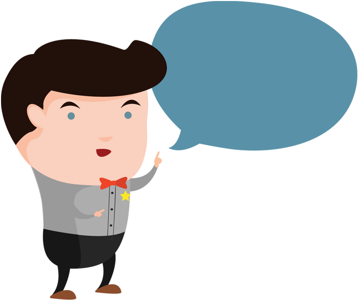 Cartoon Man With A Bubble To Speech - Idea Man Png (700x590)