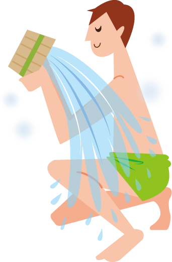 Wash Your Whole Body Using The Soap And The Small Towel - Illustration (342x522)