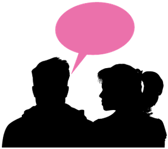 Speaking Heads And Speech Bubble - Clip Art (402x399)