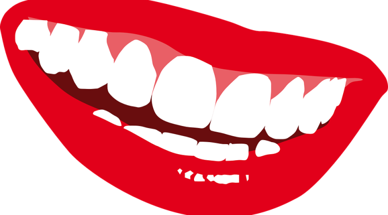 Lips Mouth Smile Teeth Happy L Sticker (rectangle) (770x428)