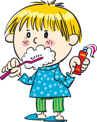 Child Brushing Her Teeth - Brush Teeth Clipart Png (319x399)