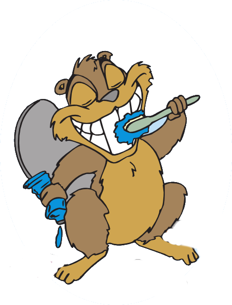 Brushing Teeth - Beaver Brush Shower Curtain (456x598)