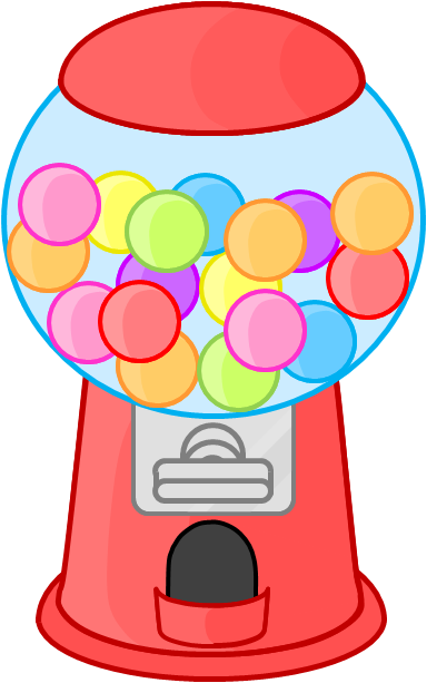 Gumball Clipart Red - Bubble Gum Machine Cartoon (400x638)