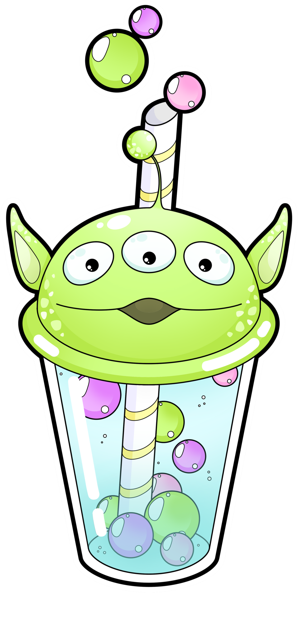 Alien Bubble Tea [commissions Open] By Meloxi - Kawaii Panda Bubble Tea (1024x2074)