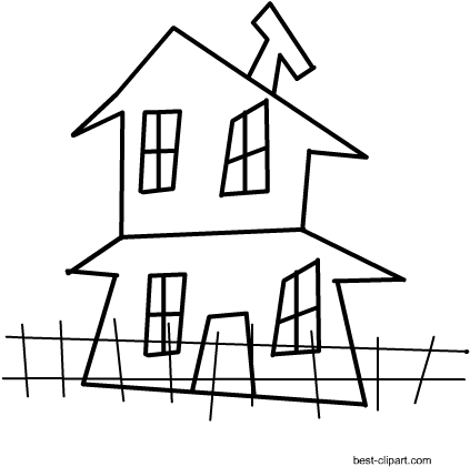 Black And White Haunted House Clipart Free - Black And White Haunted House Clipart Free (423x421)