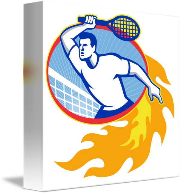 Tennis Player Racquet Retro By Aloysius Patrimonio - Tennis Player Racquet Retro By Aloysius Patrimonio (606x650)