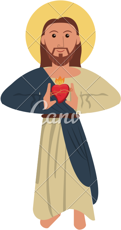 Jesus Christ With Sacred Heart Cartoon - Jesus Christ With Sacred Heart Cartoon (800x800)