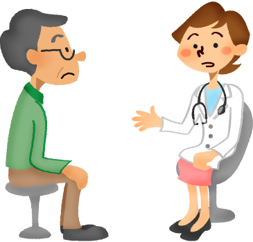 Senior Man Receiving A Medical Consultation With Female - Senior Man Receiving A Medical Consultation With Female (365x350)