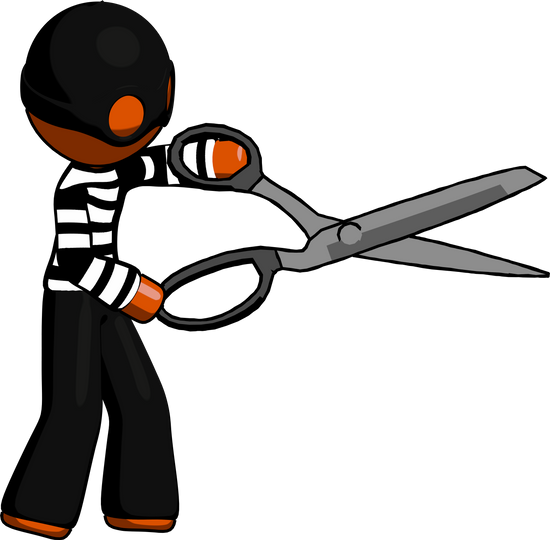 Thief Man Holding Giant Scissors - Thief Man Holding Giant Scissors (550x540)