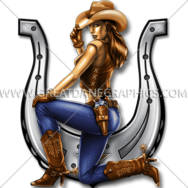 Cowgirl Horseshoe Production Ready Artwork For T-shirt - Cowgirl Horseshoe Production Ready Artwork For T-shirt (385x385)