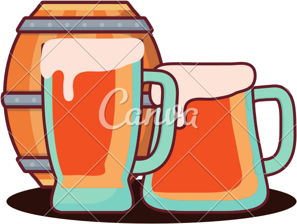 Beer Barrel Wooden With Jars - Beer Barrel Wooden With Jars (800x673)