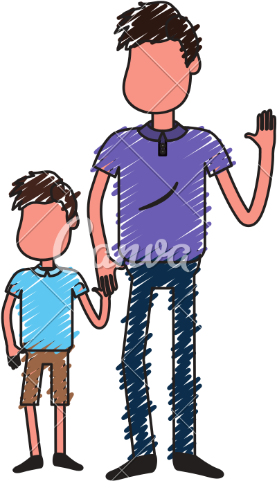 Father With His Son Together And Holding Hands - Father With His Son Together And Holding Hands (800x800)