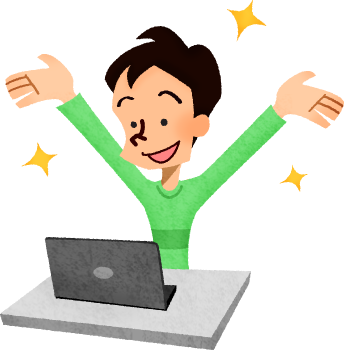 Hombre Feliz Frente A La Computadora - Hombre Feliz Frente A La Computadora (344x350)