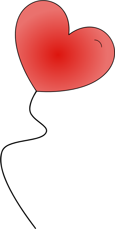 Clipart Heart Balloon Black And White Heart Balloons - Clipart Heart Balloon Black And White Heart Balloons (399x792)