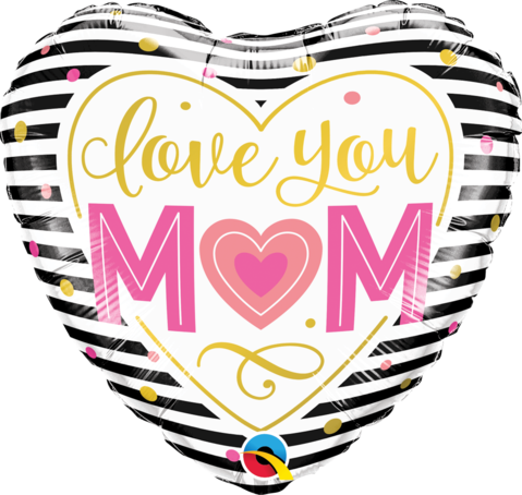 Love You Mum Heart Stripes Foil Balloon Q55824 - Love You Mum Heart Stripes Foil Balloon Q55824 (479x454)