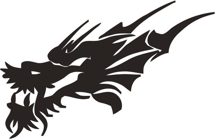 Tribal Black Dragon Head Embroidery Design - Tribal Black Dragon Head Embroidery Design (705x582)