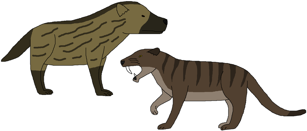 Big Hyena And False-sabertooth By Wildandnaturefan - Big Hyena And False-sabertooth By Wildandnaturefan (1024x443)