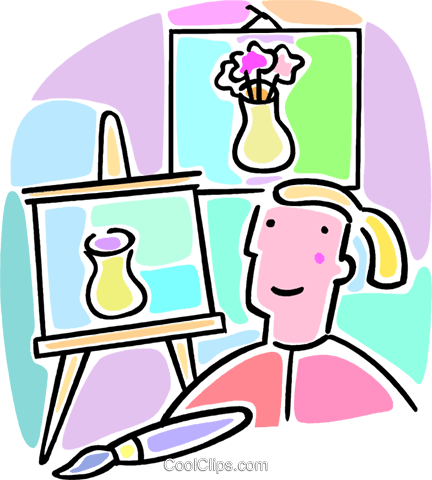 Student In Art Class Royalty Free Vector Clip Art Illustration - Student In Art Class Royalty Free Vector Clip Art Illustration (432x480)