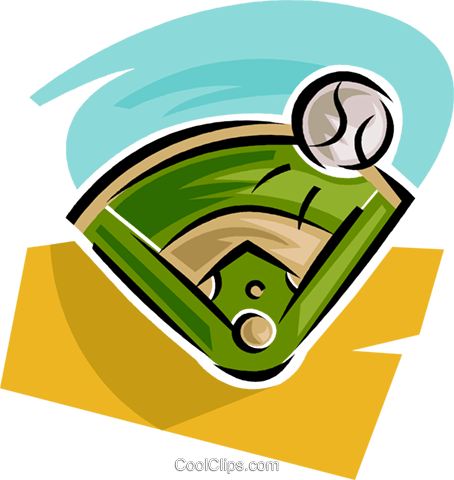 Parque De Baseball E Bola Livre De Direitos Vetores - Parque De Baseball E Bola Livre De Direitos Vetores (454x480)