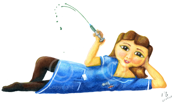 Nurse With Syringe, Needle, Kezalina, Cartoon, Illustration, - Nurse With Syringe, Needle, Kezalina, Cartoon, Illustration, (600x371)