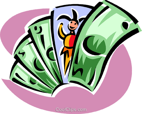 Joker In A Handful Of Money Royalty Free Vector Clip - Joker In A Handful Of Money Royalty Free Vector Clip (480x385)