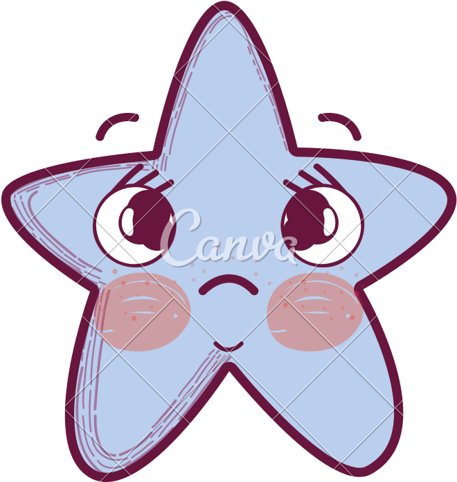 Kawaii Sad Star With Cheeks And Eyes - Kawaii Sad Star With Cheeks And Eyes (800x800)