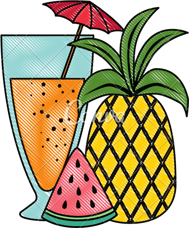 Tropical Cocktail With Fruits - Tropical Cocktail With Fruits (800x800)